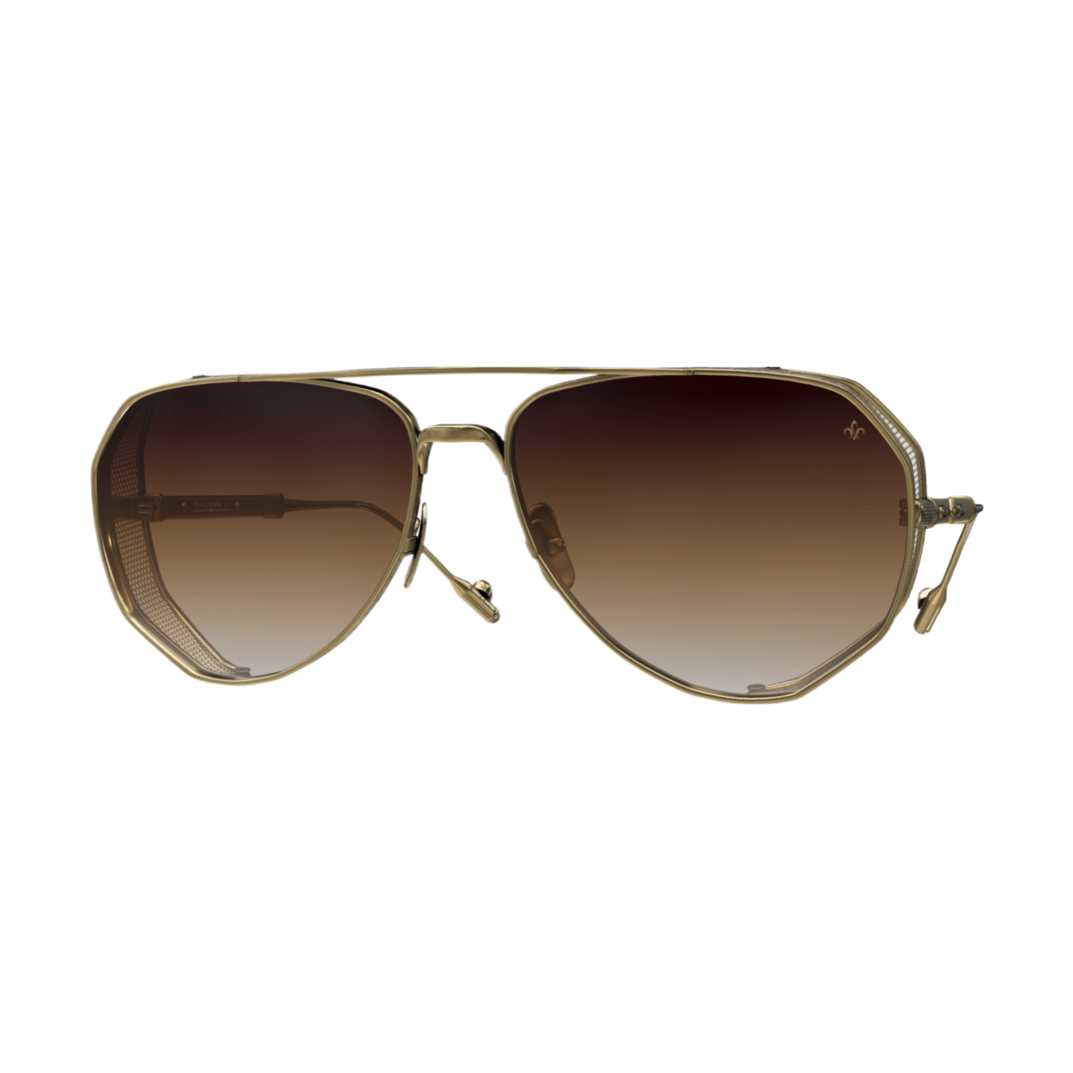 Philippe V N7.2 Gold Kahverengi Titanyum Unisex Güneş Gözlüğü - Görsel 2