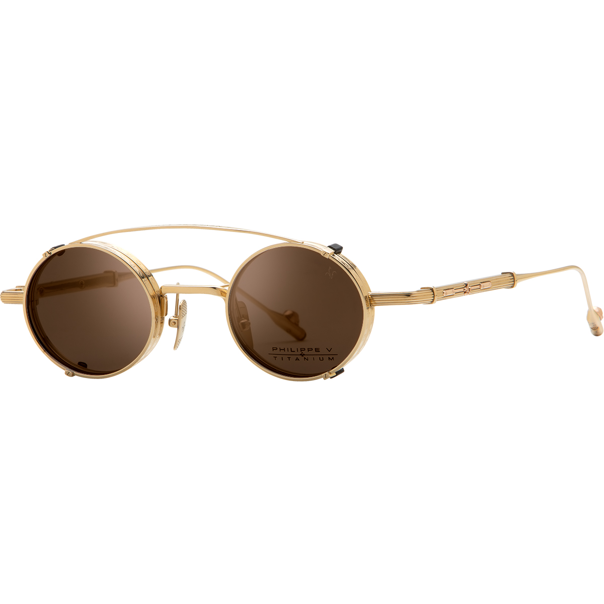 Philippe V X1.1 Altın Kahverengi Titanyum Unisex Güneş Gözlüğü - Görsel 2