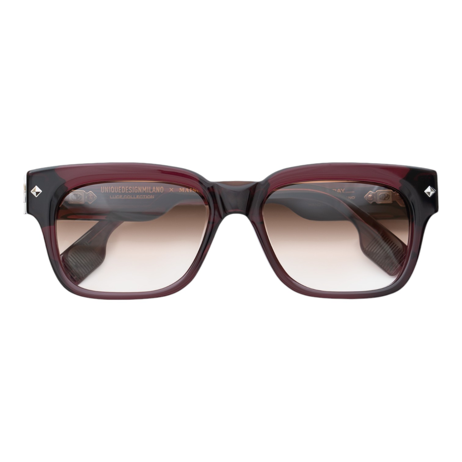 Unique Design Milano Ray 22k Beyaz Altın Bordo Unisex Güneş Gözlüğü