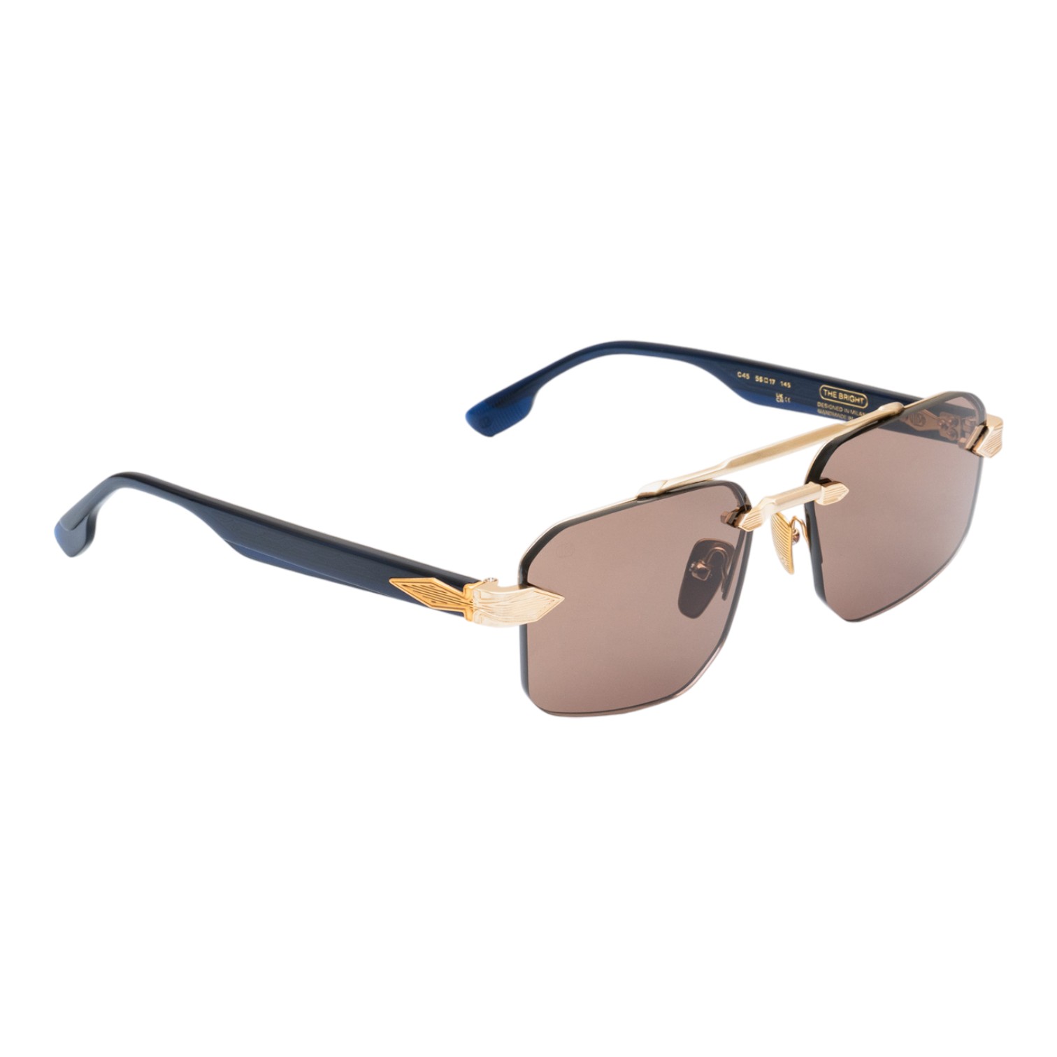 Unique Design Milano The Bright Altın Lacivert Unisex Güneş Gözlüğü - Görsel 2