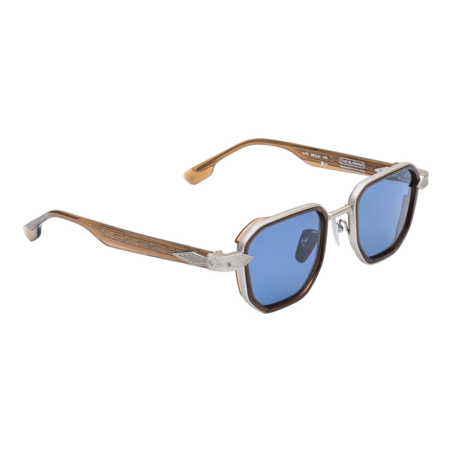 Unique Design Milano The Glowing Gümüş Kahverengi Unisex Güneş Gözlüğü - Görsel 2