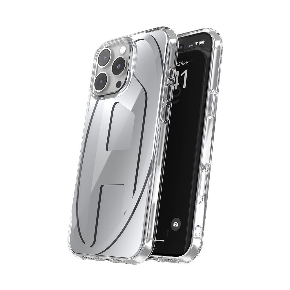 Diesel iPhone 16 Pro Max Kılıf - Oval D Aynalı (Mirror) Gümüş - Görsel 3