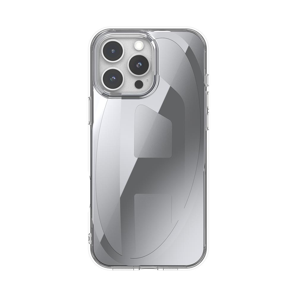 Diesel iPhone 16 Pro Max Kılıf - Oval D Aynalı (Mirror) Gümüş - Görsel 5