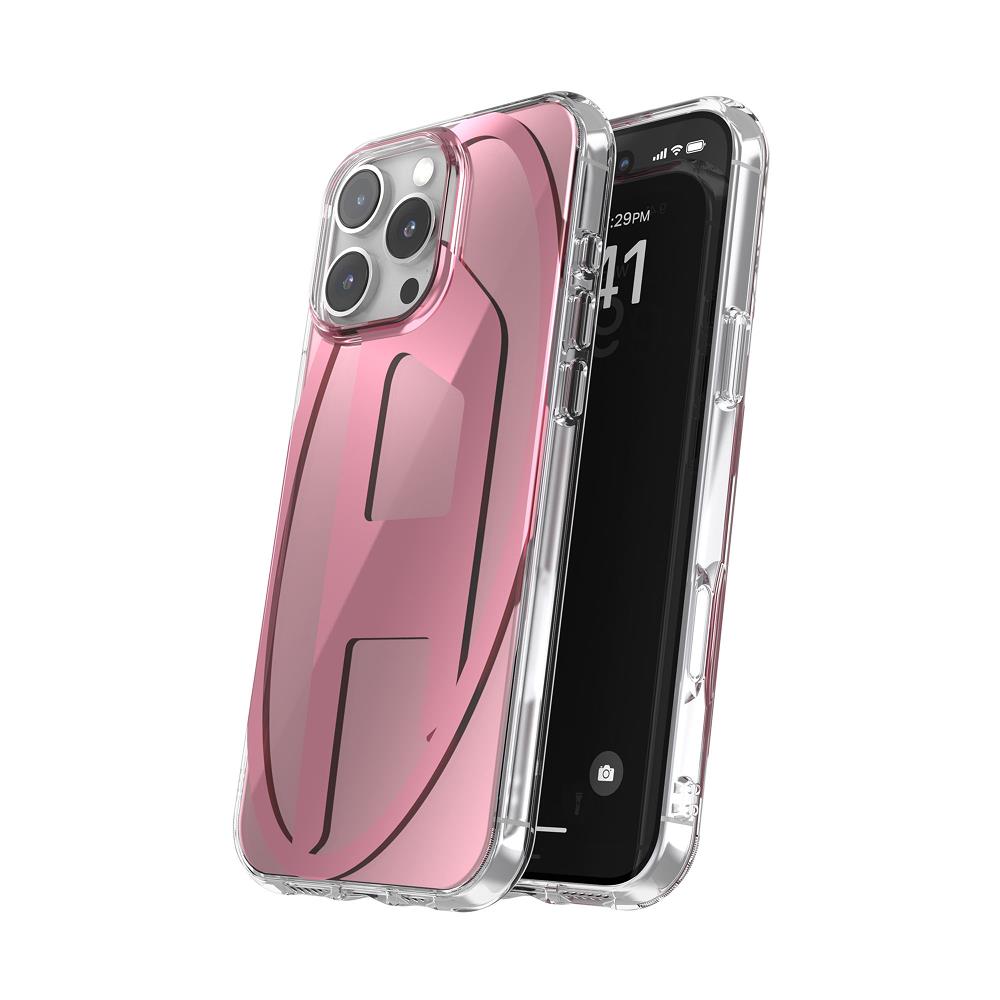 Diesel iPhone 16 Pro Max Kılıf - Oval D Aynalı (Mirror) Pembe - Görsel 3