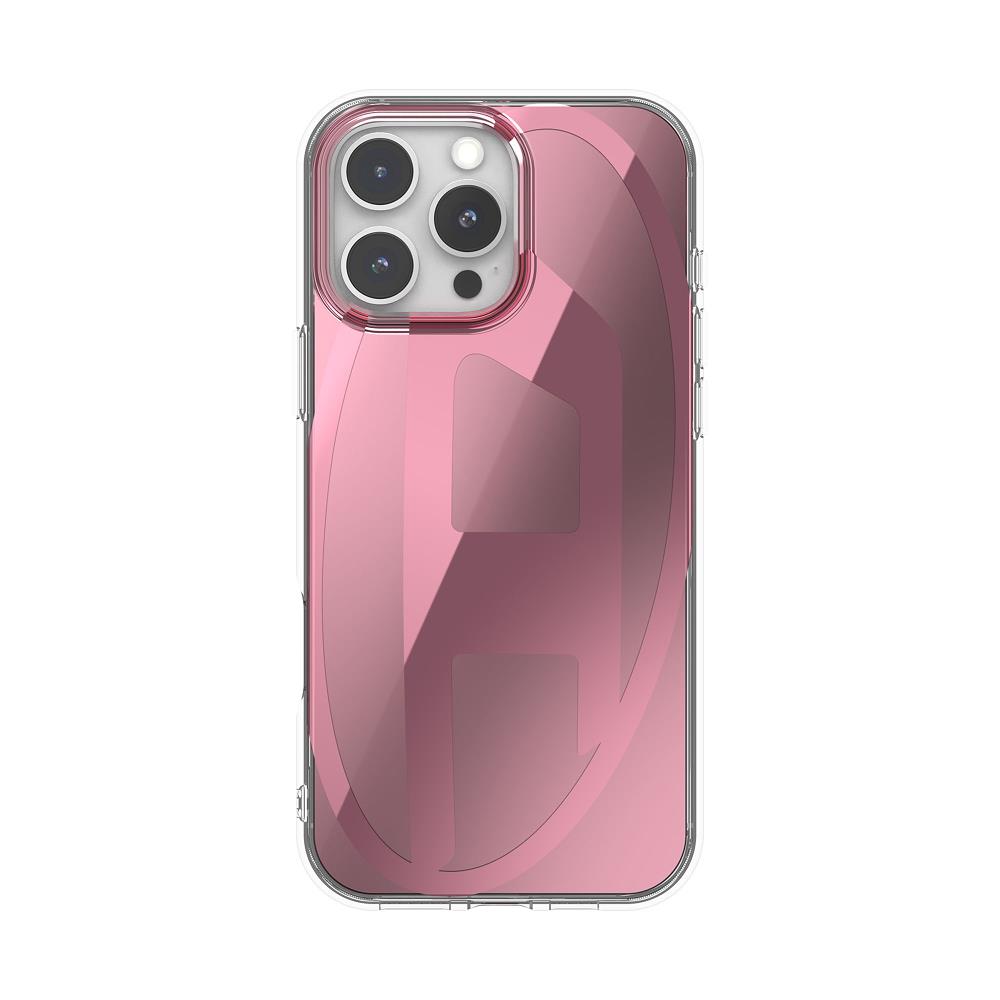 Diesel iPhone 16 Pro Max Kılıf - Oval D Aynalı (Mirror) Pembe - Görsel 5