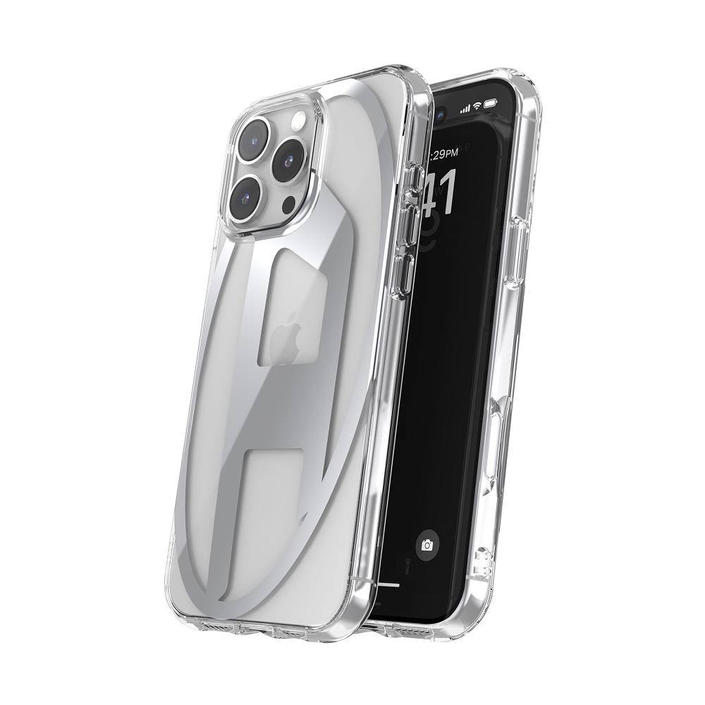 Diesel iPhone 16 Pro Max Kılıf - Oval D Mirror Şeffaf Gümüş - Görsel 3