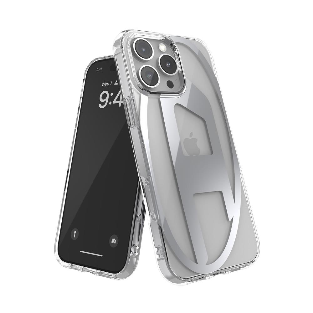Diesel iPhone 16 Pro Max Kılıf - Oval D Mirror Şeffaf Gümüş - Görsel 4