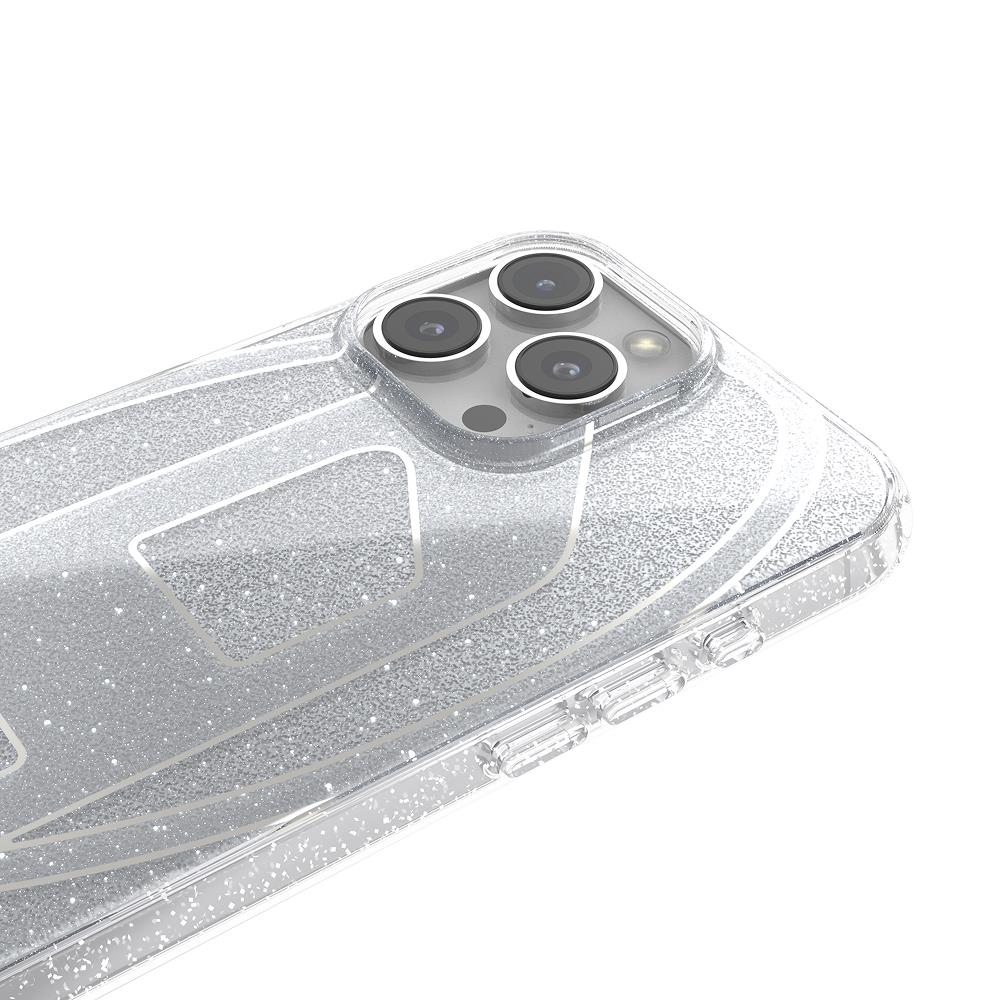 Diesel iPhone 16 Pro Max Kılıf - Oval D Simli (Glitter) Gümüş - Görsel 3