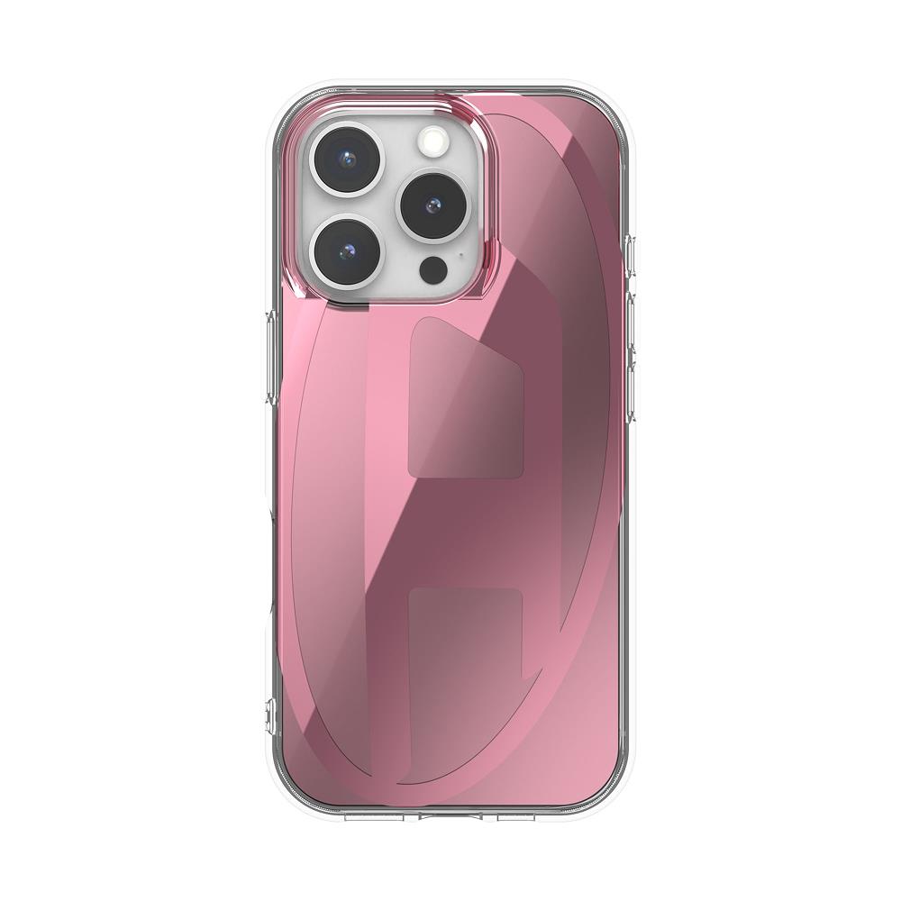 Diesel iPhone 16 Pro Kılıf - Oval D Aynalı (Mirror) Pembe - Görsel 5