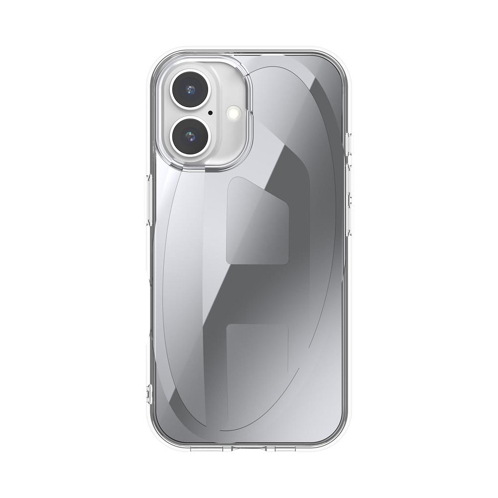 Diesel iPhone 16 Kılıf - Oval D Aynalı (Mirror) Gümüş - Görsel 5