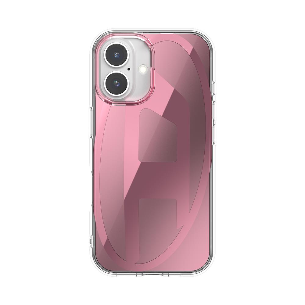 Diesel iPhone 16 Kılıf - Oval D Aynalı (Mirror) Pembe - Görsel 4