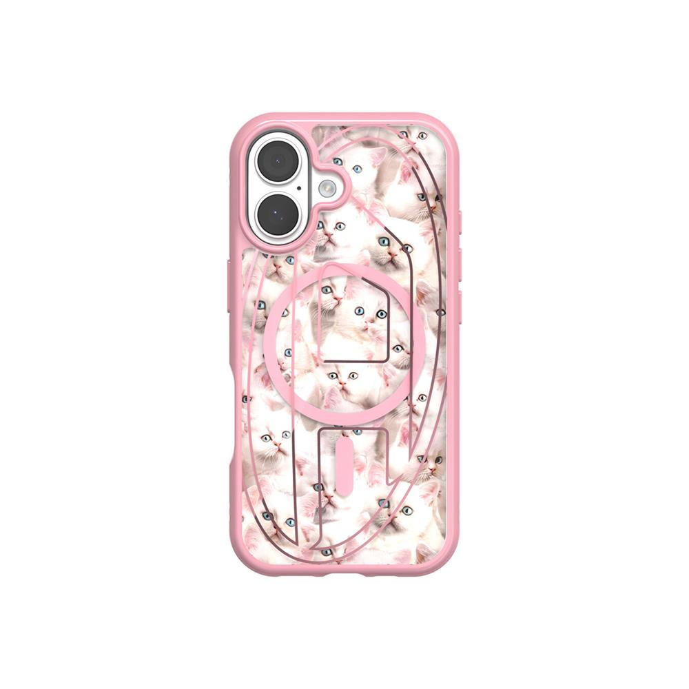 Diesel iPhone 17 Kılıf - Kedi Desenli Pembe - Görsel 4