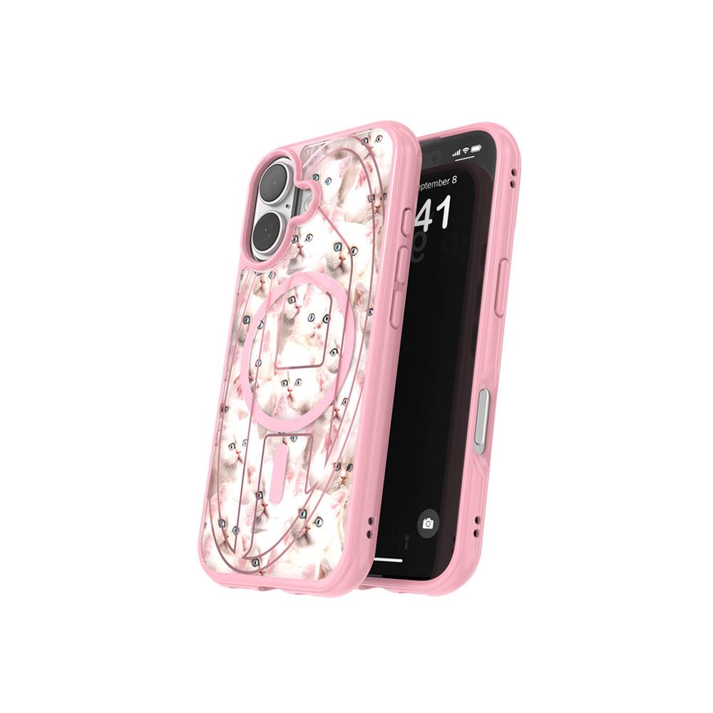 Diesel iPhone 17 Kılıf - Kedi Desenli Pembe - Görsel 5