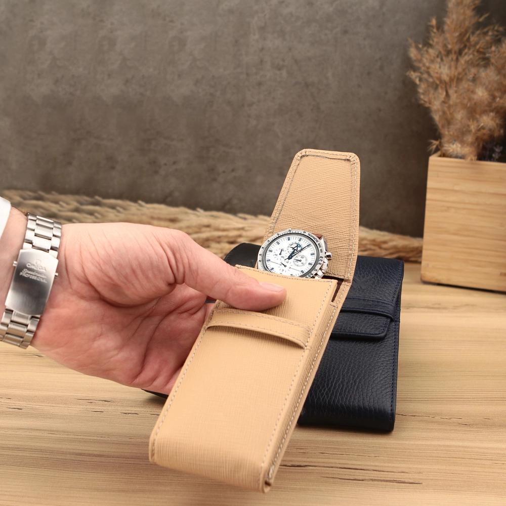 Onywatch Masterpiece Deri Saat Kesesi / Bej - Görsel 4
