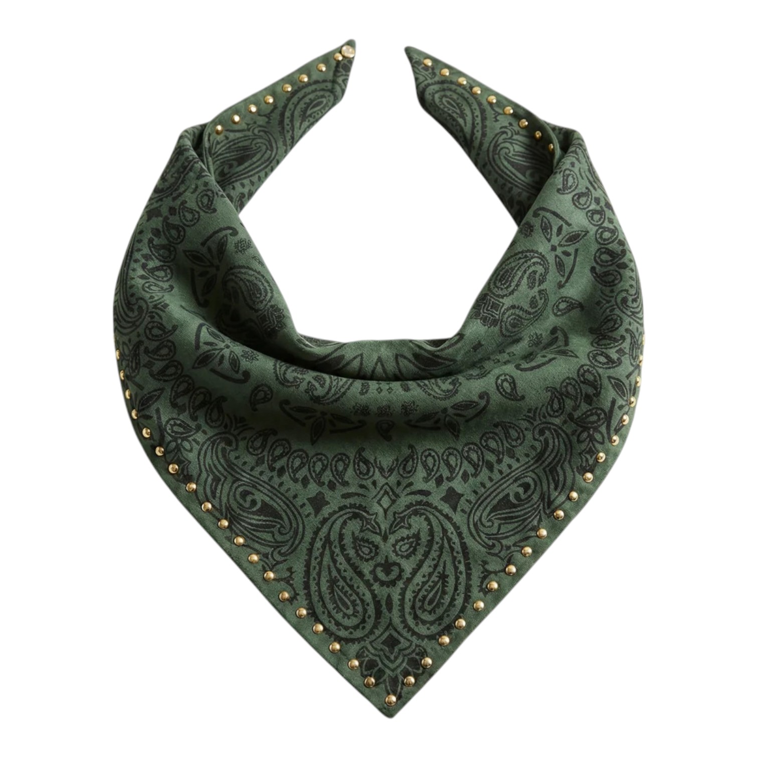Signature Small Gold Studded Yeşil Süet Şal 1 Signature Small Gold Studded Yeşil Süet Şal