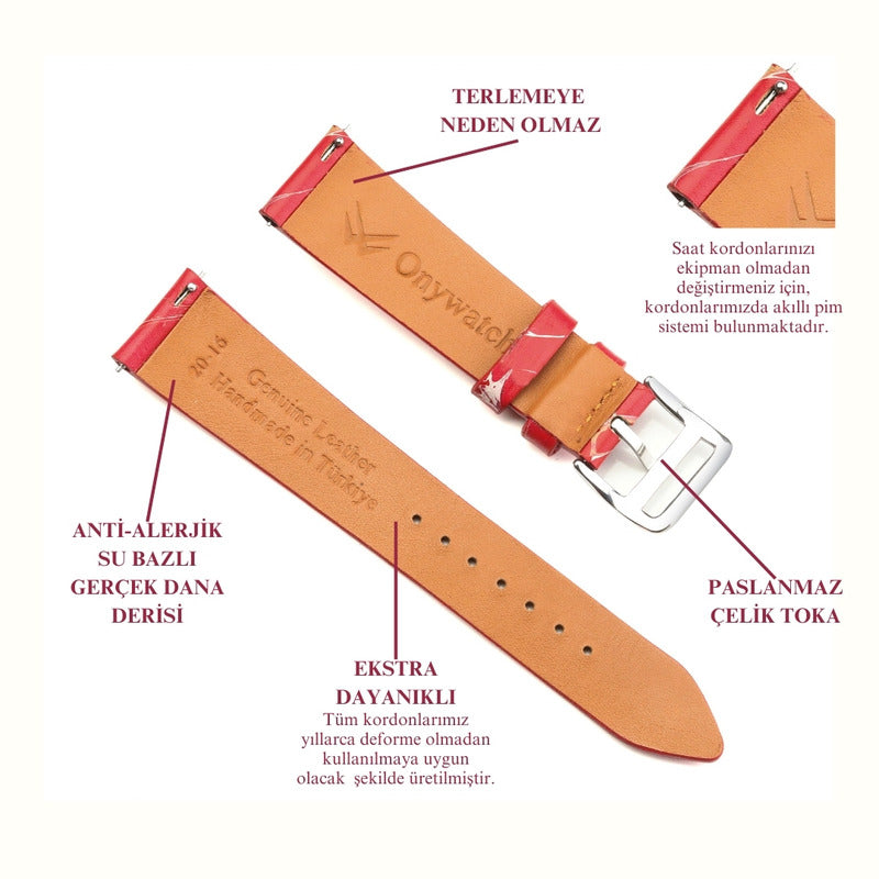 Onywatch 20 mm. Gerçek Kroko Derisi Kordon / Siyah - Görsel 3