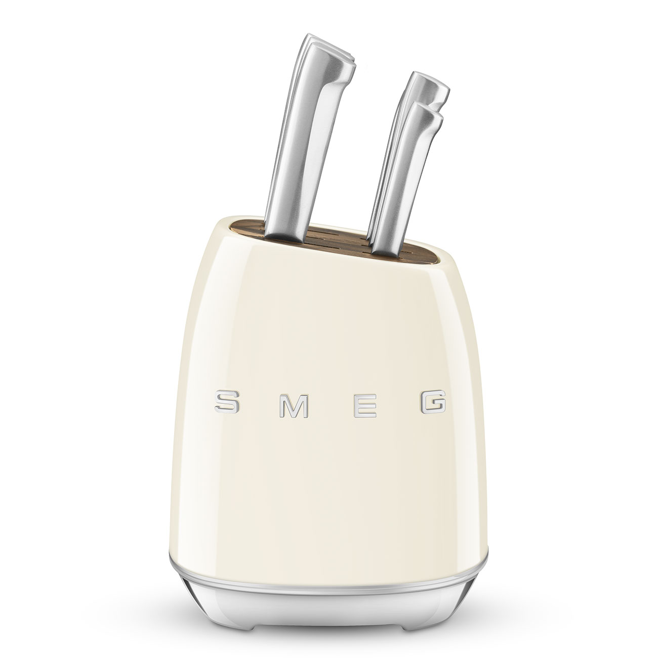 Smeg Standlı Bıçak Seti / Bıçak Bloğu - Krem