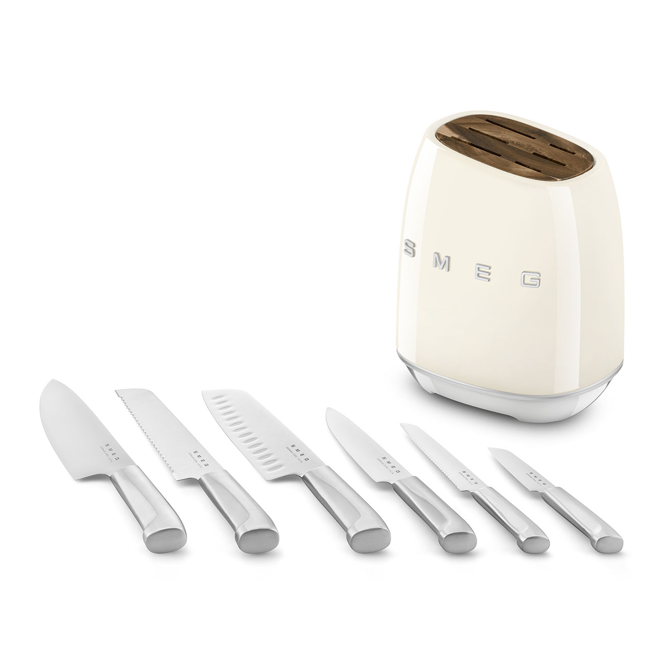 Smeg Standlı Bıçak Seti / Bıçak Bloğu - Krem - Görsel 5