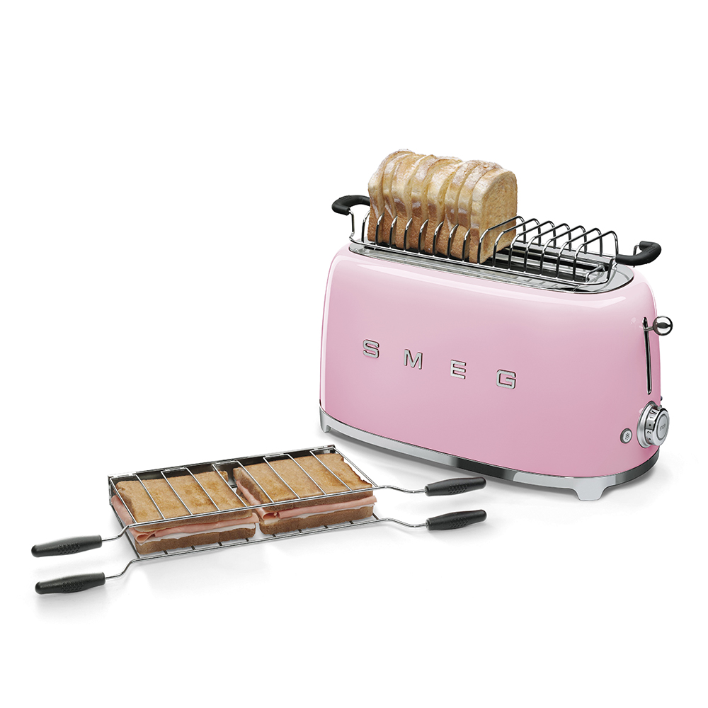 Smeg 50's Style 4 Dilim (2x2 Uzun Yuvalı) Ekmek Kızartma Makinesi - Pembe - Görsel 3