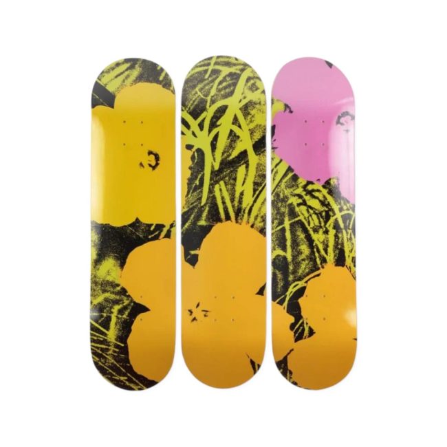 The SKATEROOM Andy Warhol Flowers Lime/Orange Triptych Kaykay Deck Seti
