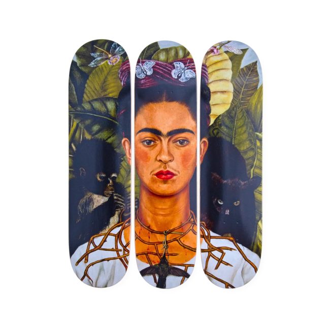 The SKATEROOM Frida Kahlo Self-Portrait with Thorn Necklace and Hummingbird Solo Kaykay Deck