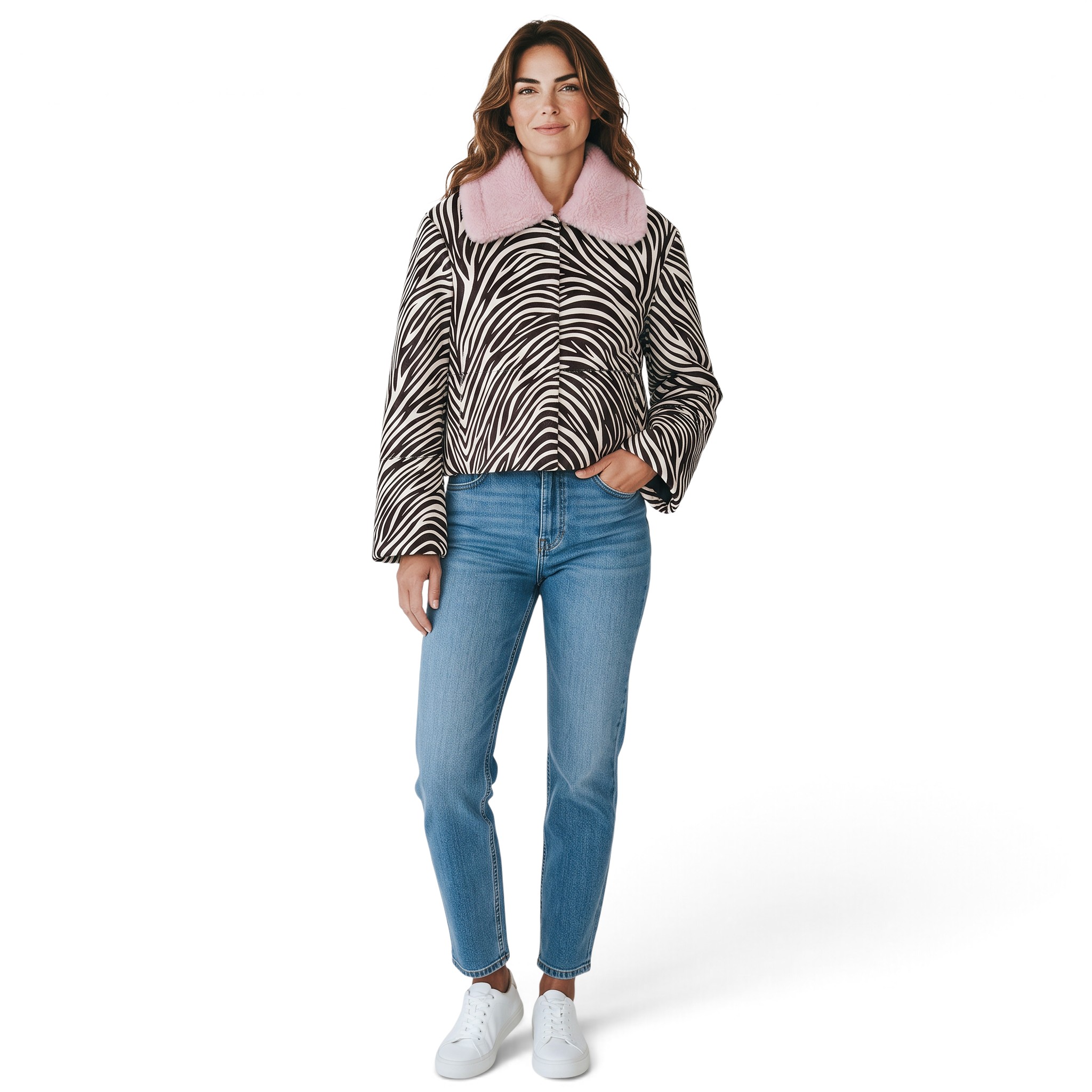 Zebra Coat Deri Kadın Ceket - Görsel 2