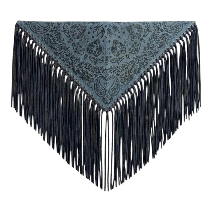 Suedmod Signature Small Koyu Denim Mavi Süet Şal