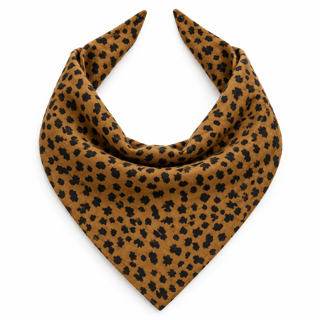 Studded Small Leopar Deve Tüyü Süet Şal